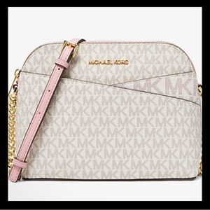 NWT Michael Kors Jet Set Travel Medium Dome Crossbody Bag - Rose Powder Blush